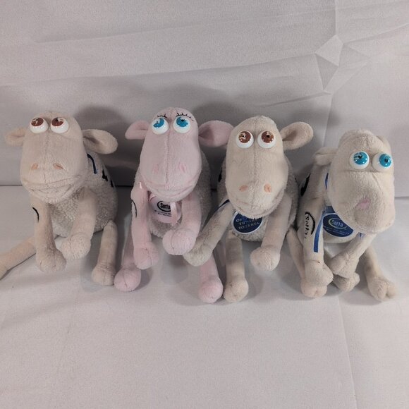 Serta Counting Sheep 4 Lot Plush Number 3 6 100 Pink White Curto Toy 2000 Lamb - Picture 1 of 16